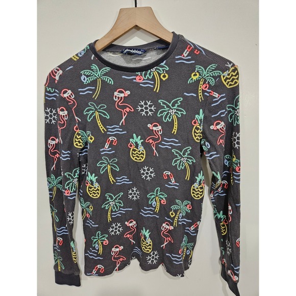 chubbies Tops - Chubbies Mens Small Christmas Flamingo Thermal Shirt Waffle Knit Tropical Holida